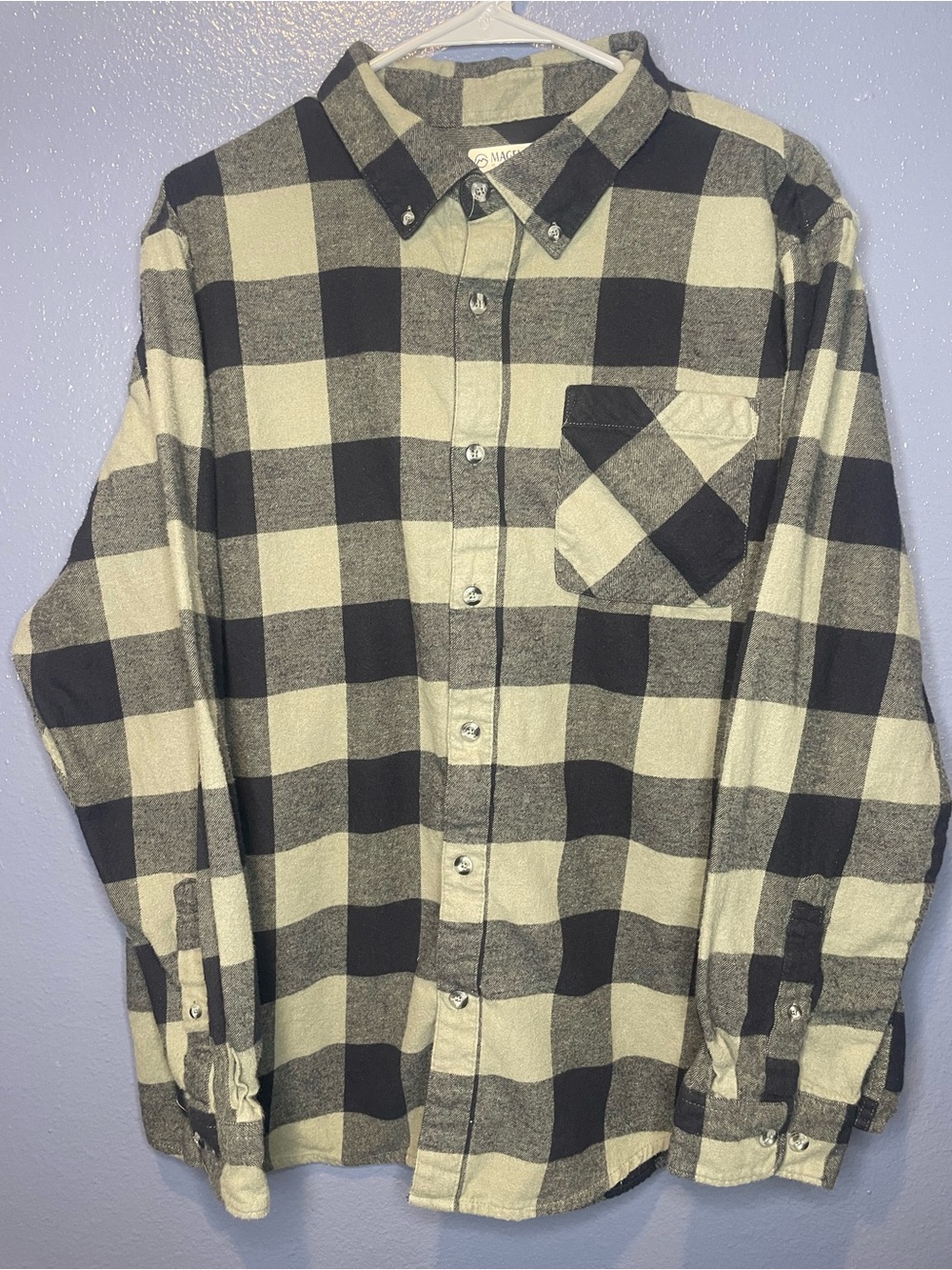 Magellan Men’s Black & green/beige Check Button-Down Shirt SKU 007